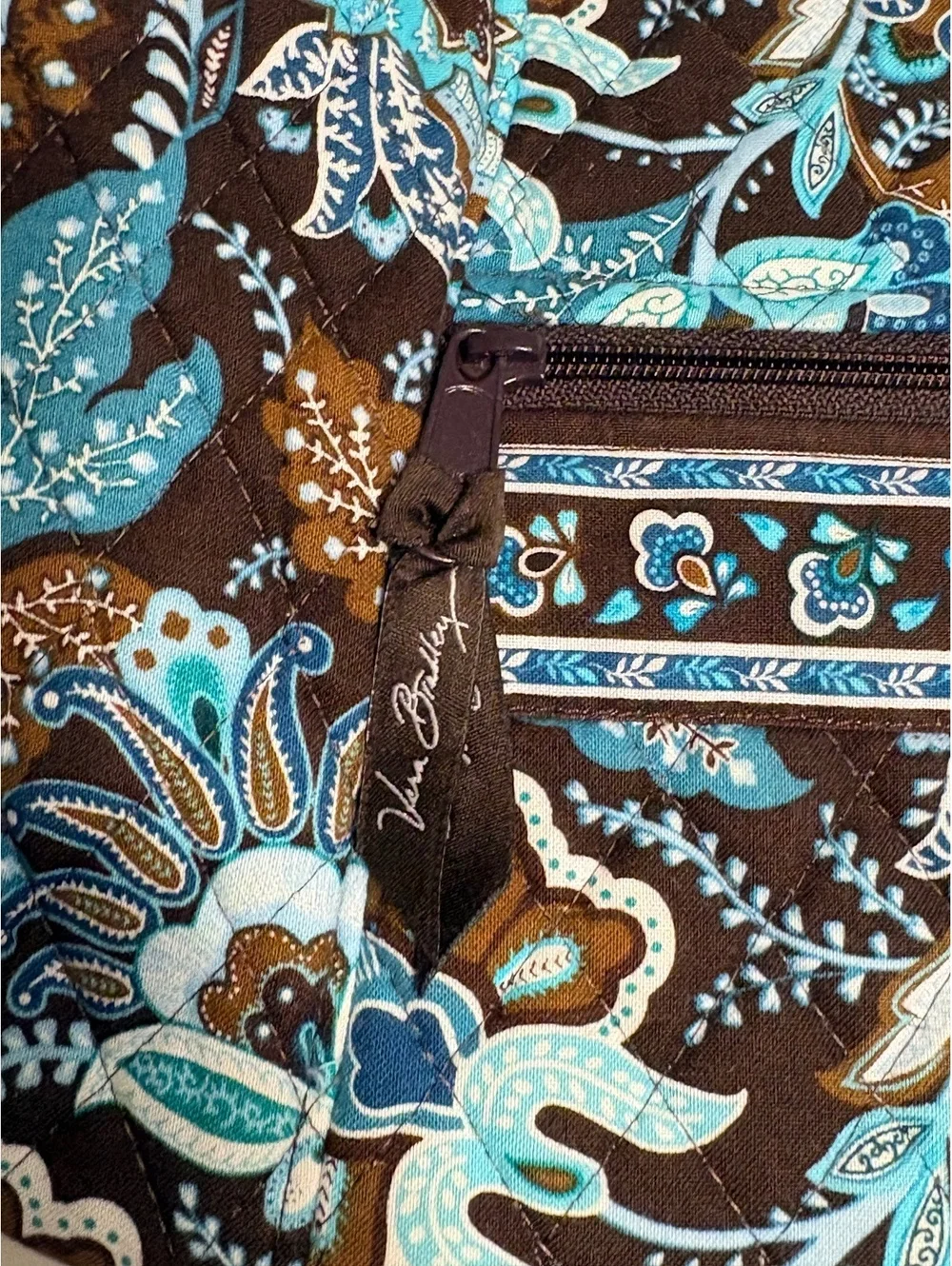 Vintage Vera Bradley Java Blue & Brown Floral Molly Shoulder Bag Retired Pattern